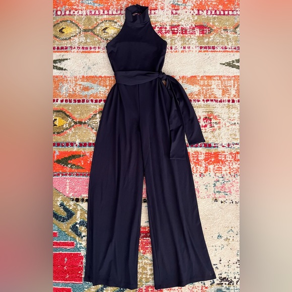 Susana Monaco Wide Leg Tie Waist Halter Jumpsuit - Picture 14 of 16